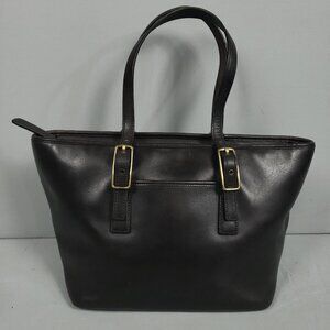 Coach Black Leather Tote with Gold Hardware